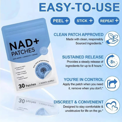 30PCS NAD+ Body Management Patch Easy To Use Skin Friendly Daily Body Care Support Sticker For Daily Wellness Use