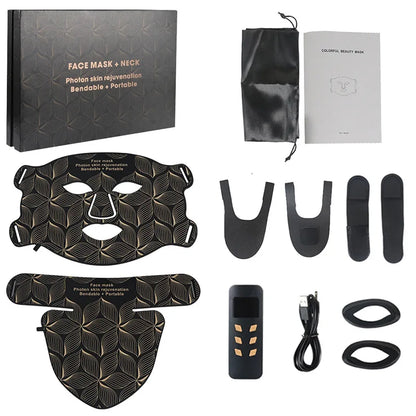 8 Colors Facial LED Mask with Neck Red Light Near Infrared Therapy Beauty Mask Anti Aging Skin Rejuvenation Lifting Whitening