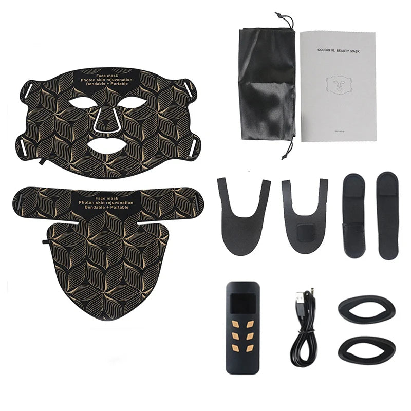 8 Colors Facial LED Mask with Neck Red Light Near Infrared Therapy Beauty Mask Anti Aging Skin Rejuvenation Lifting Whitening