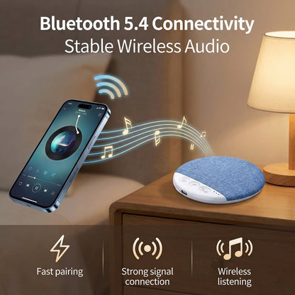 Mini Sleeping Bluetooth 5.4 Speaker Under Pillow Sound Machine With White Noise, 30/60/90 Min Timers, HiFi Stereo Sound