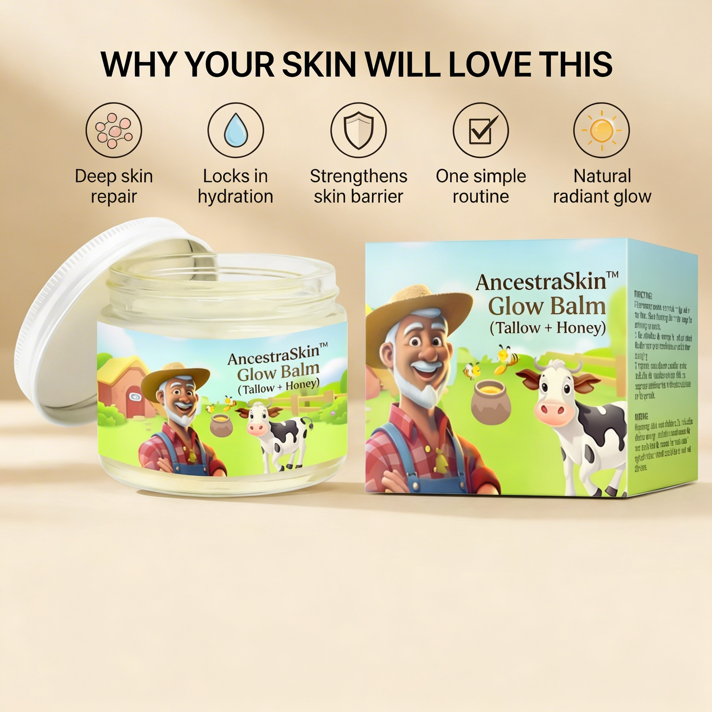 AncestraSkin™ Glow Balm (Tallow + Honey)